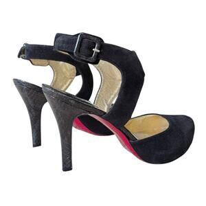 Vintage Luciano Padovan Red Bottom Suede Snakeskin Heels 36.5